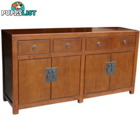 Brown Lacquer Oriental Sideboard Buffet