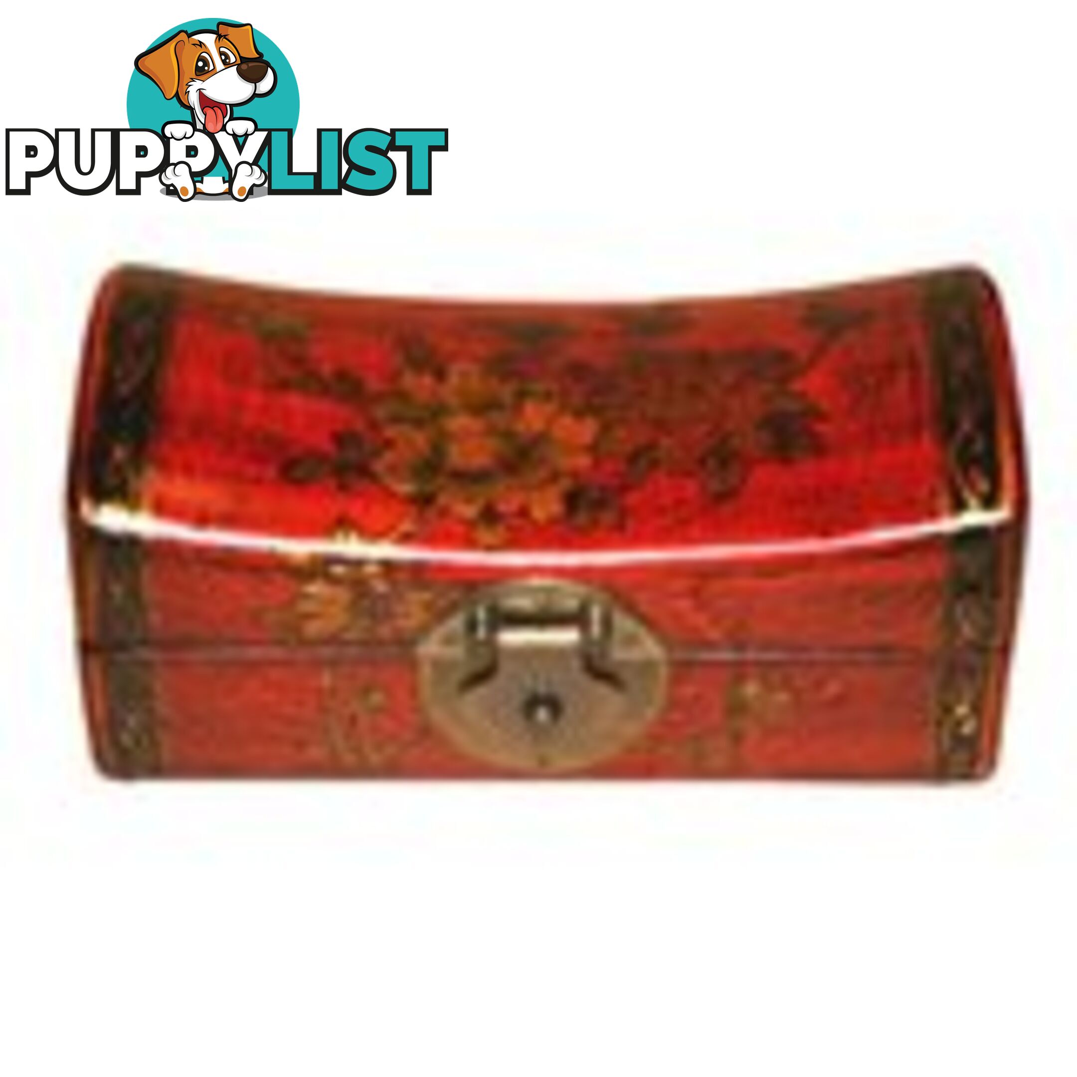 Red Hand Painted Flora Chinese Jewellery Box