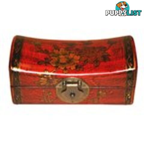 Red Hand Painted Flora Chinese Jewellery Box