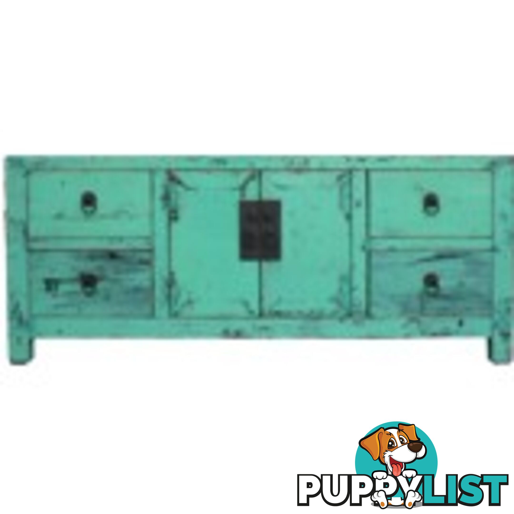 Green Lacquered Wood Low Sideboard Buffet