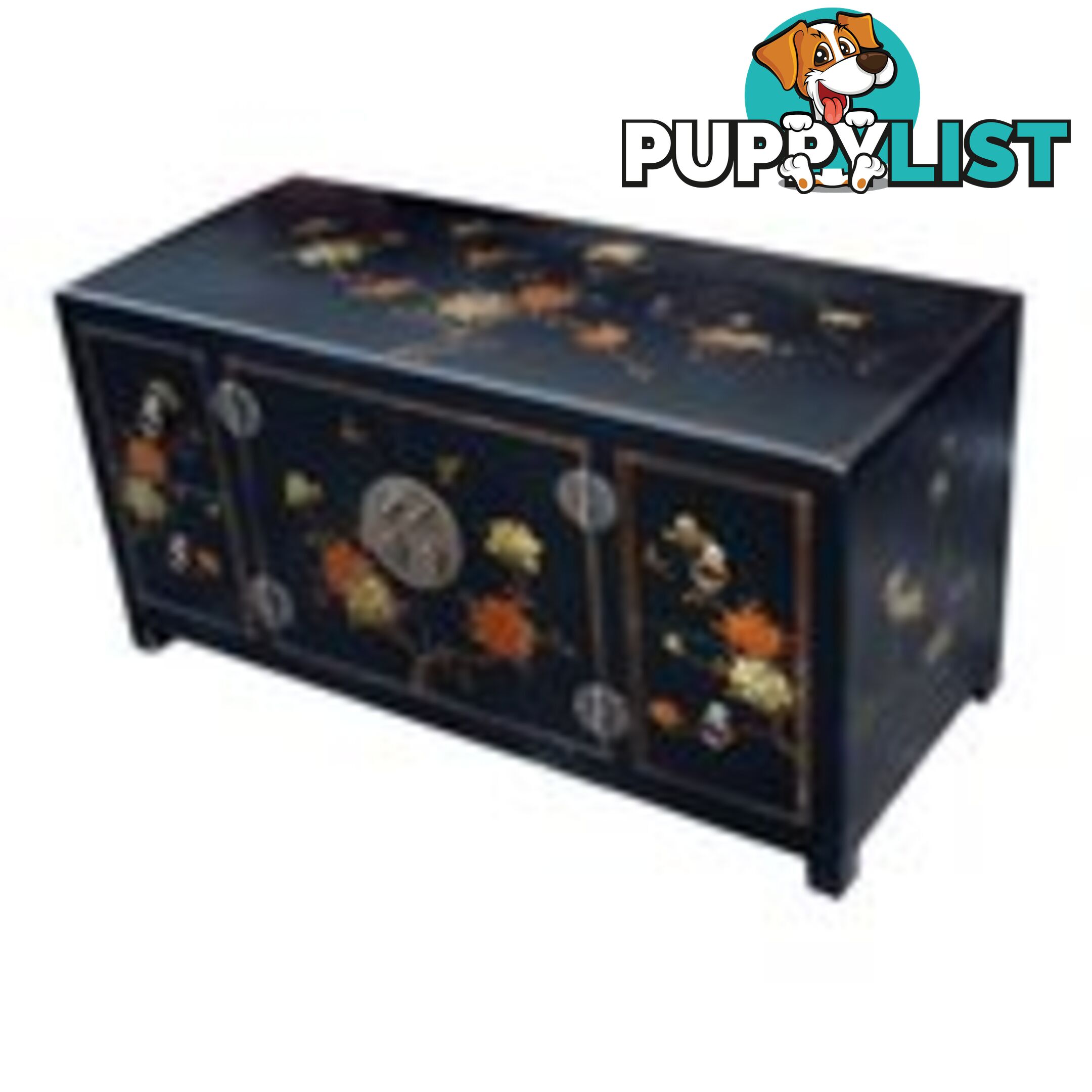 Black Painted Low Oriental TV Buffet