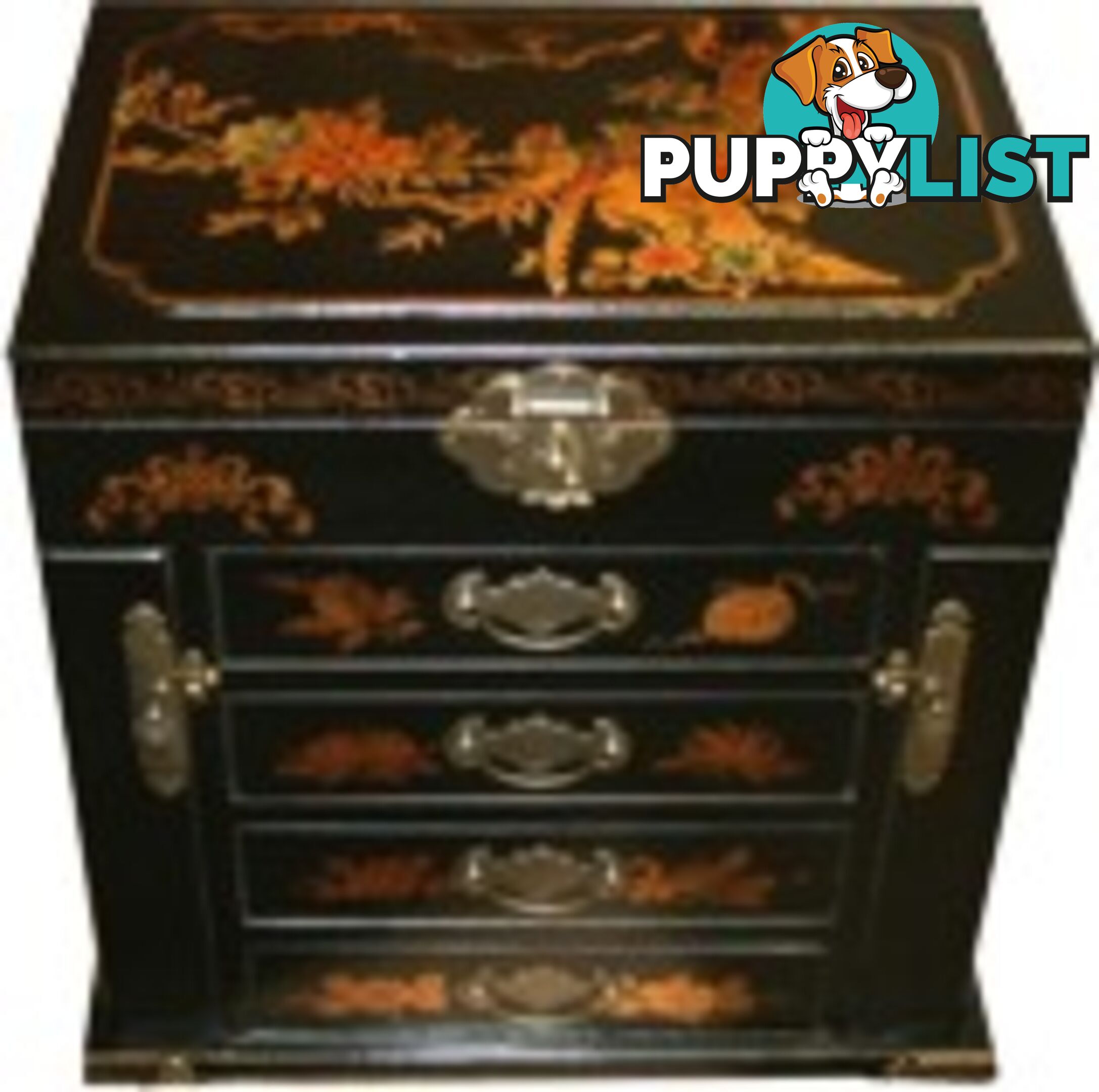 Black Painted Multi Drawers Chinese Jewellery Box