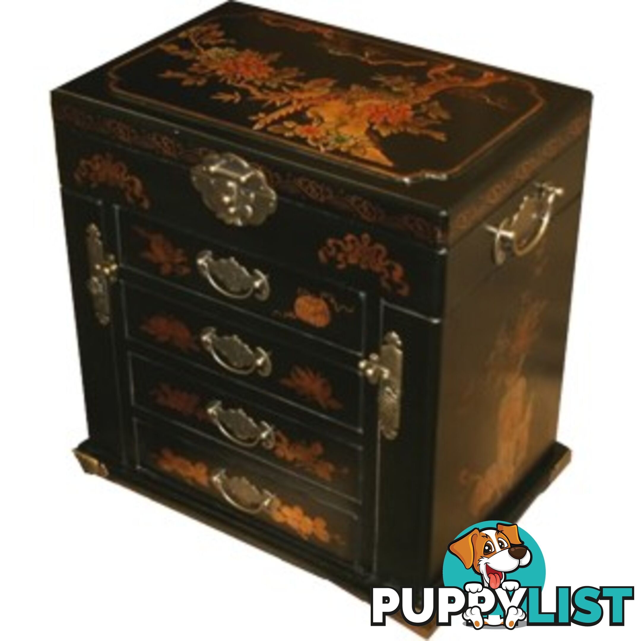 Black Painted Multi Drawers Chinese Jewellery Box