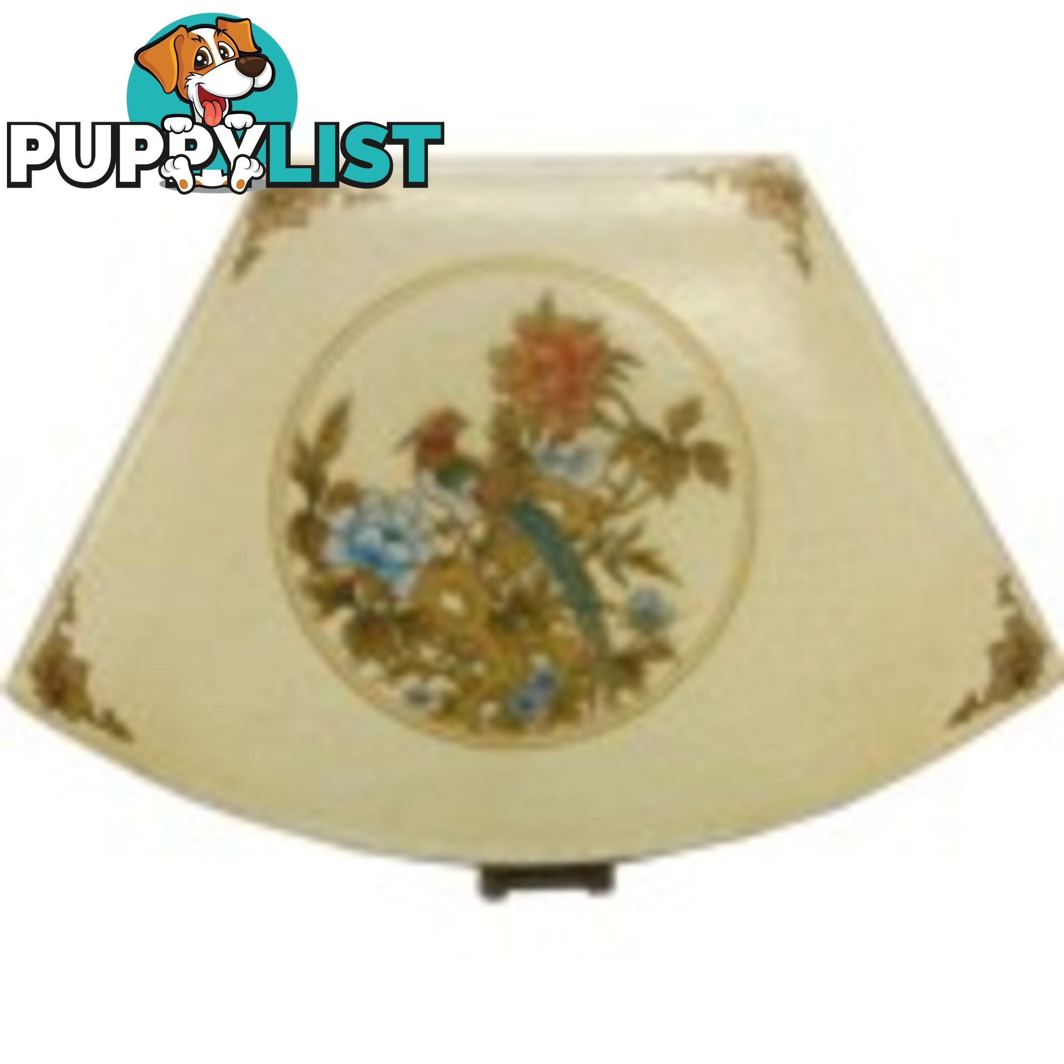 White Bird Painted Fan Shape Asian Box