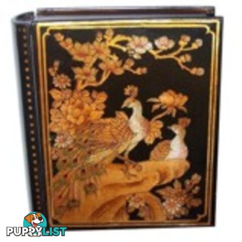 Black Painted Oriental Book Shape Decoration Box with Drawer