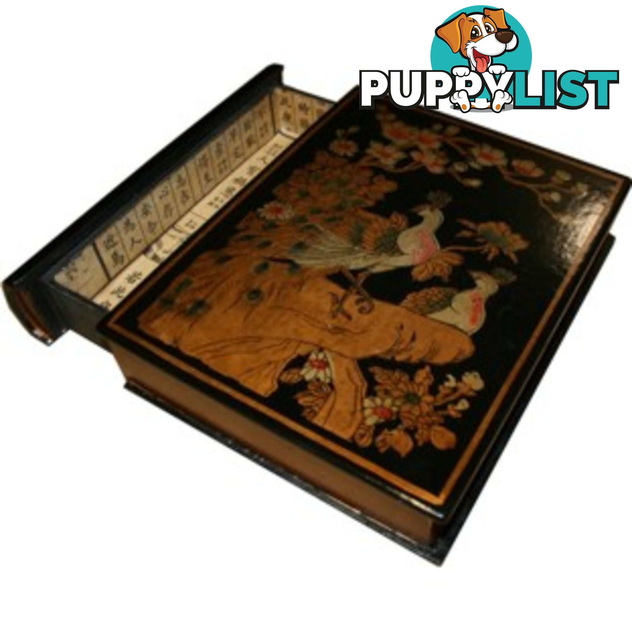 Black Painted Oriental Book Shape Decoration Box with Drawer