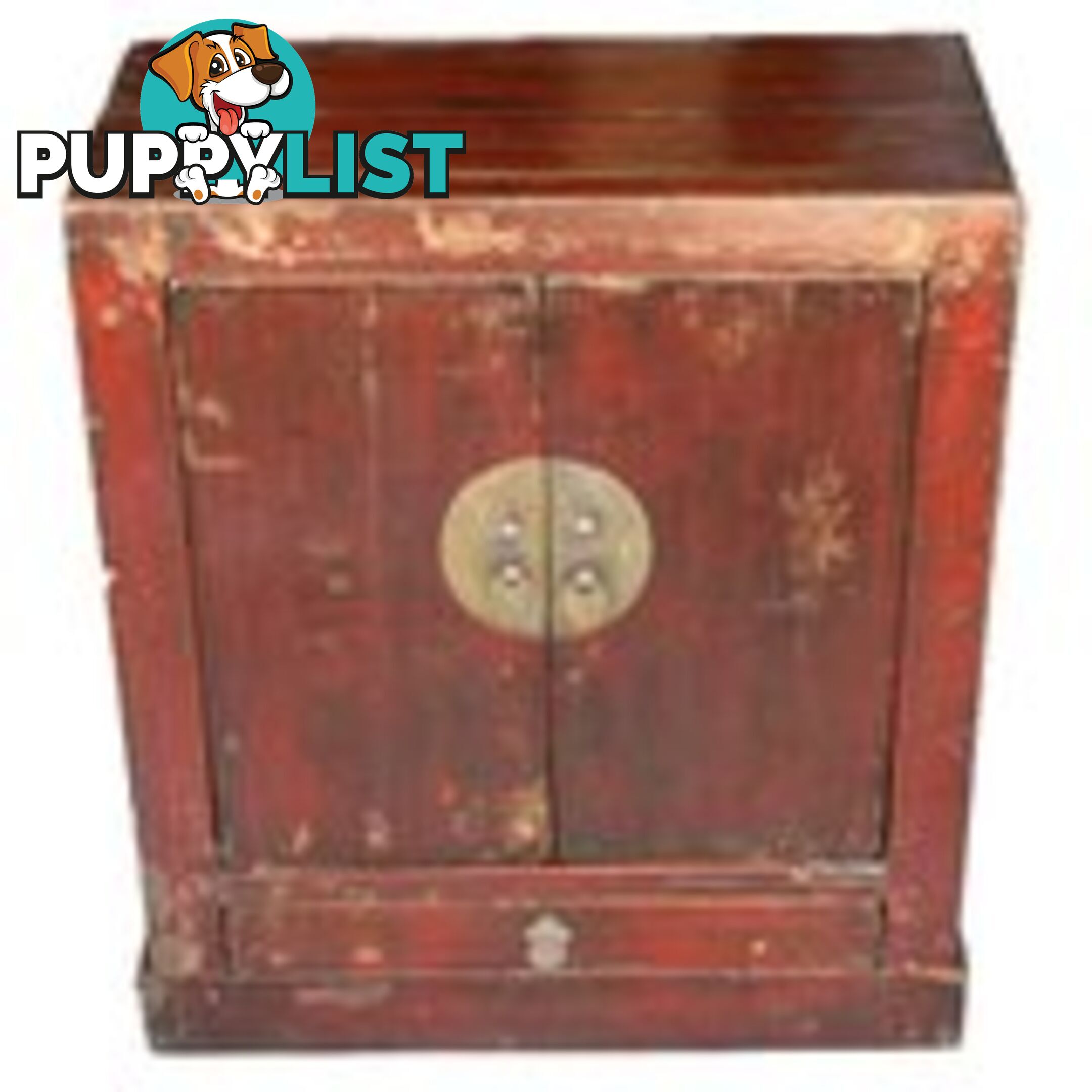 Maroon Chinese Storage Chest with 2 doors 1 Drawer