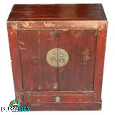 Maroon Chinese Storage Chest with 2 doors 1 Drawer