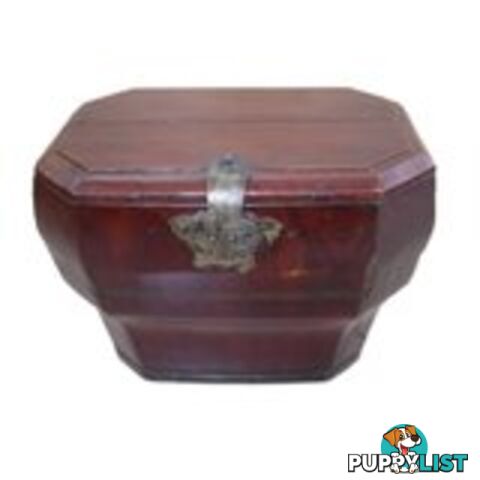 Maroon Chinese Wooden Box with Lid