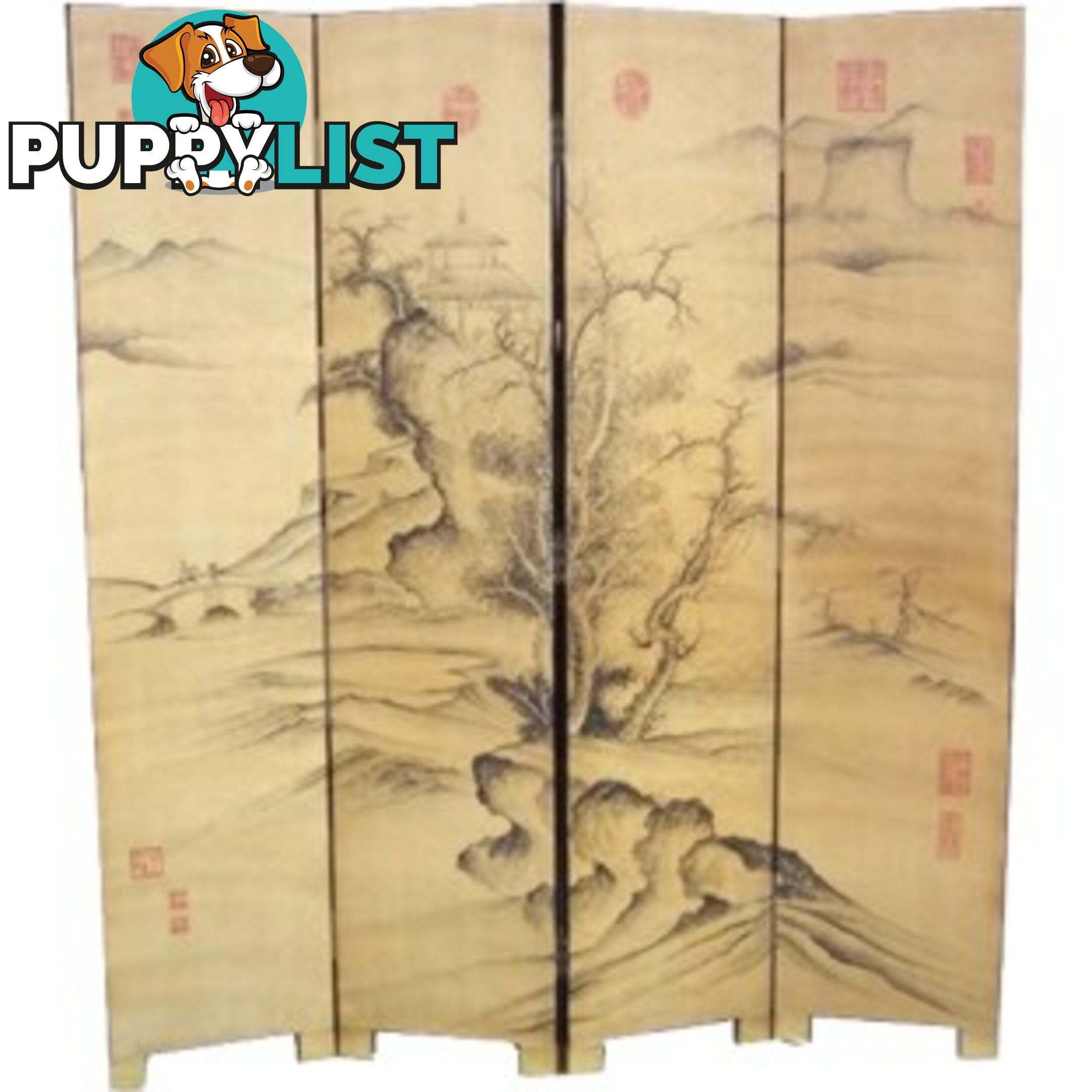 Chinese Mountain Scenery Room Divider Screen