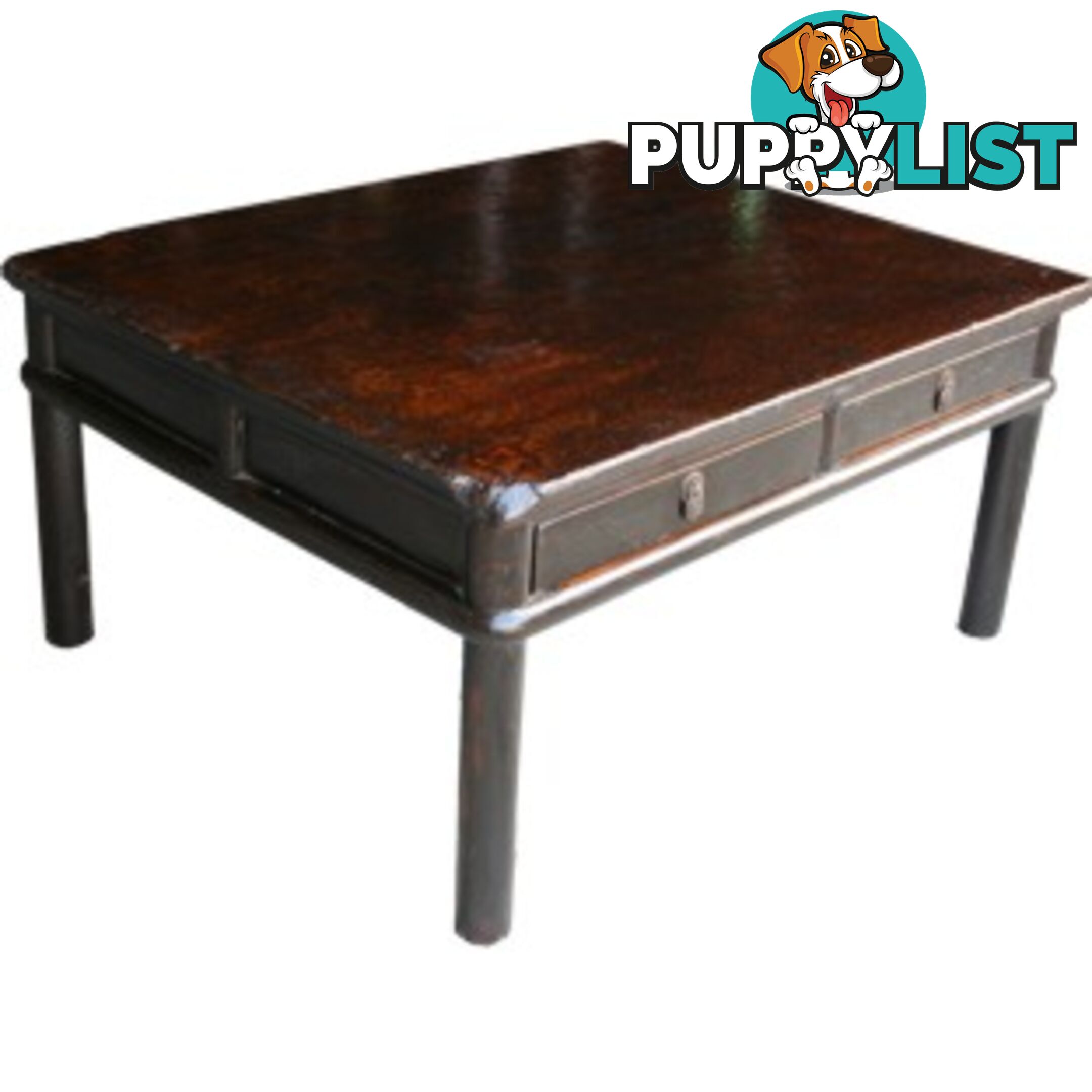 Brown Four Drawers Asian Antique Coffee Table