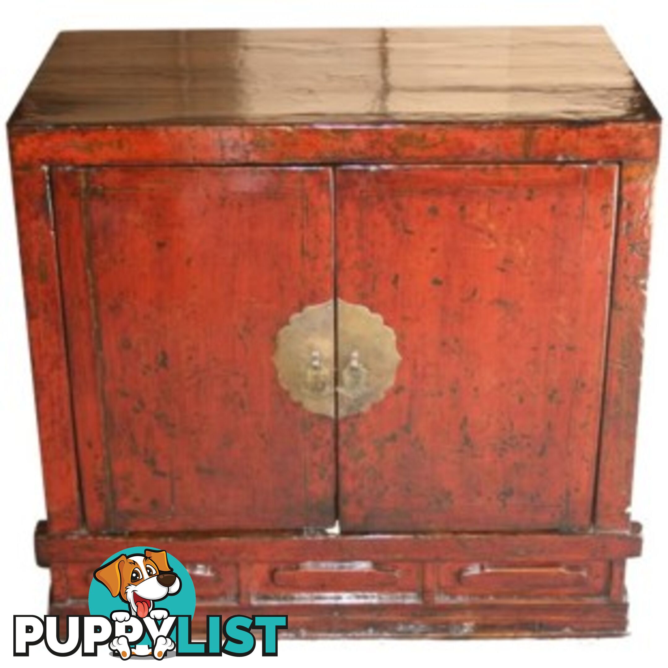 Chinese Antique Red Small Cabinet