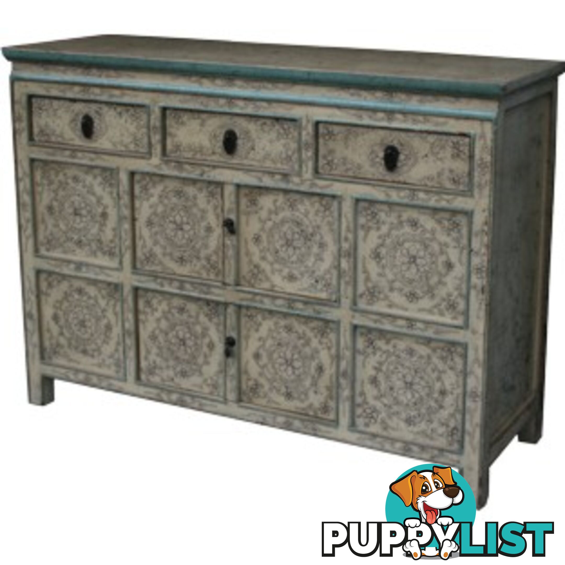 Chinese Antique Tibetan Painted Sideboard Cabinet