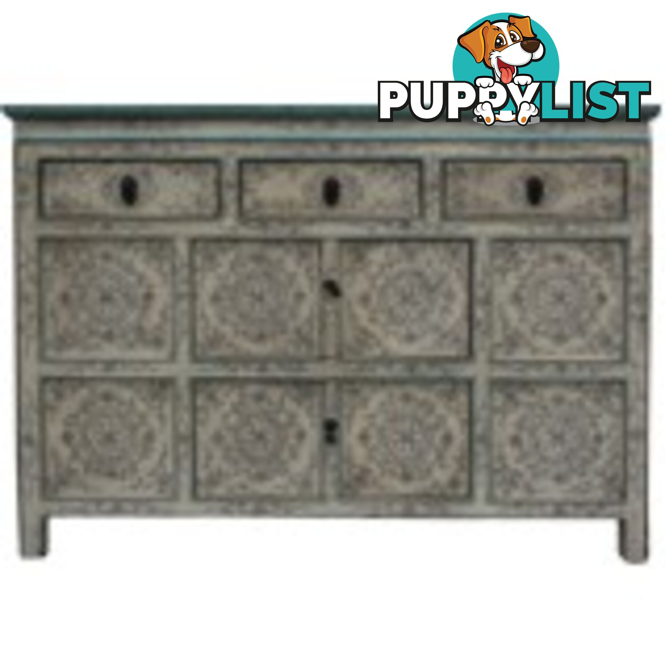 Chinese Antique Tibetan Painted Sideboard Cabinet