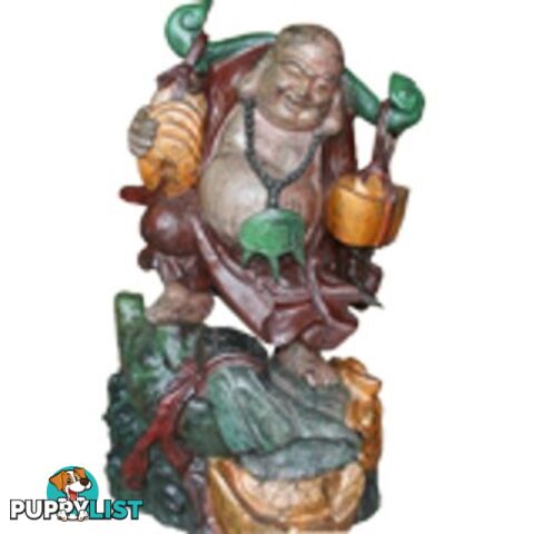 Antique Wood Buddha Maitreya Treasure Carrying