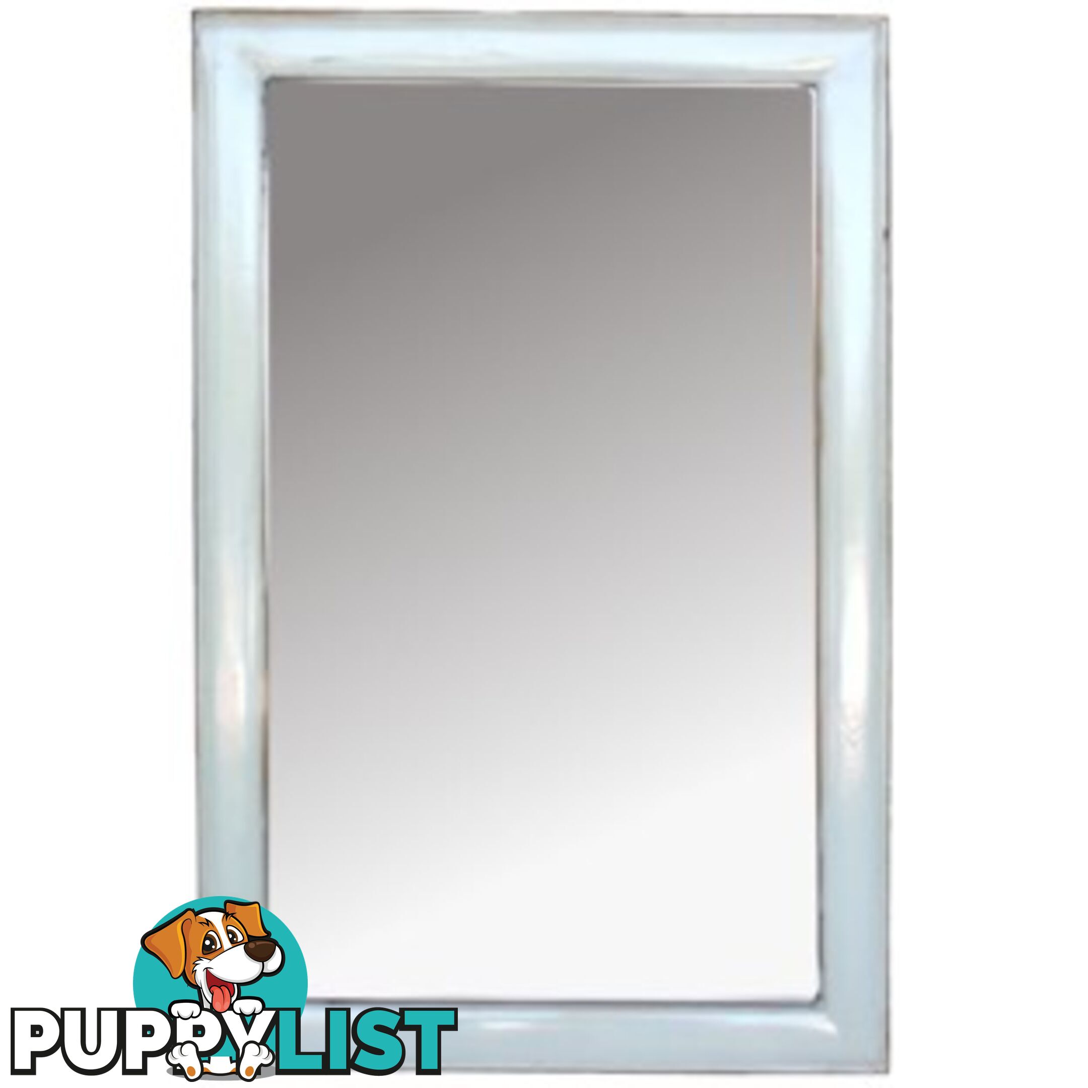 White Lacquer Painted Chinese Rectangular Mirror - Vertical