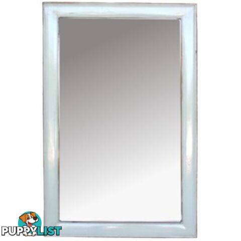 White Lacquer Painted Chinese Rectangular Mirror - Vertical