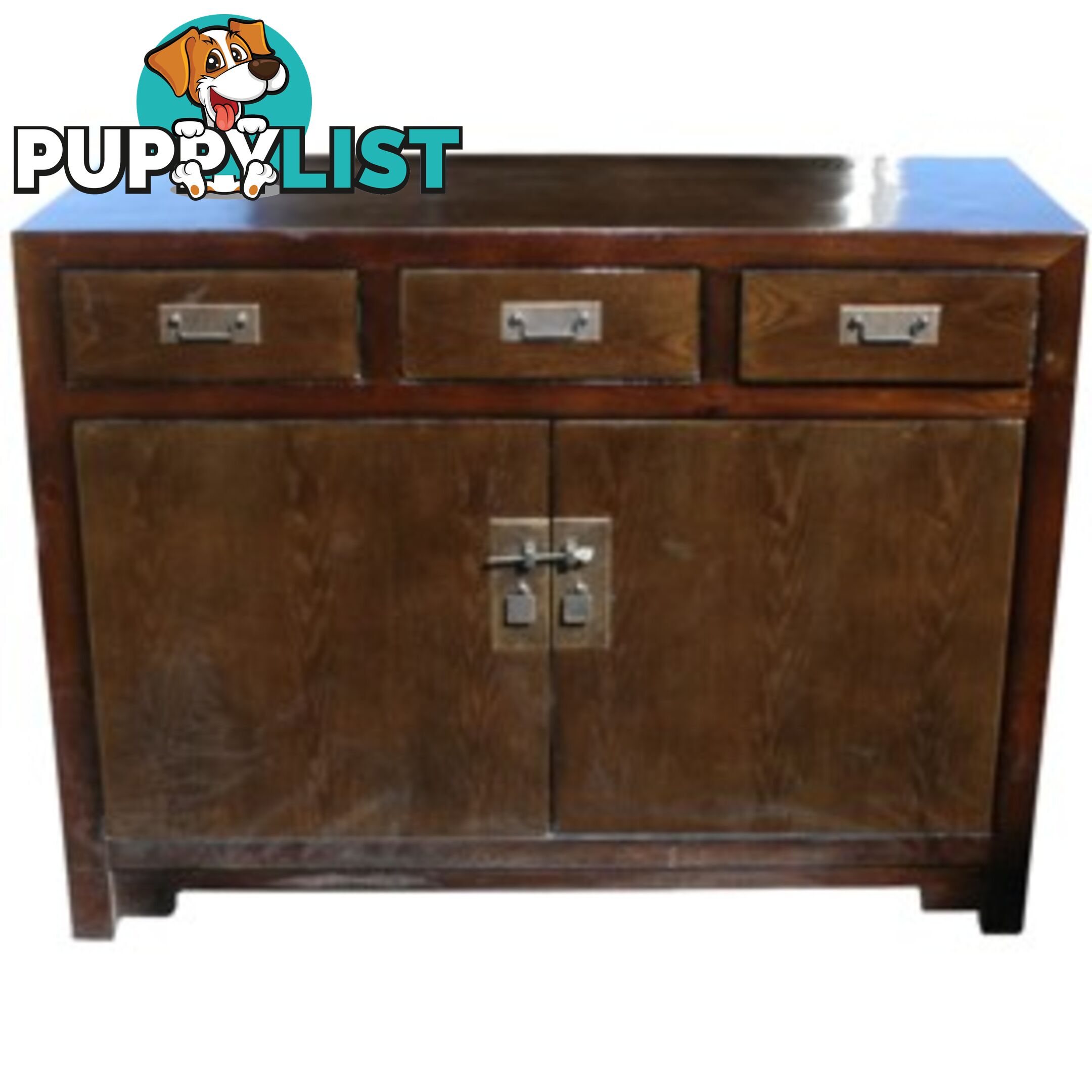 Natural Elm Wood Short Chinese Sideboard