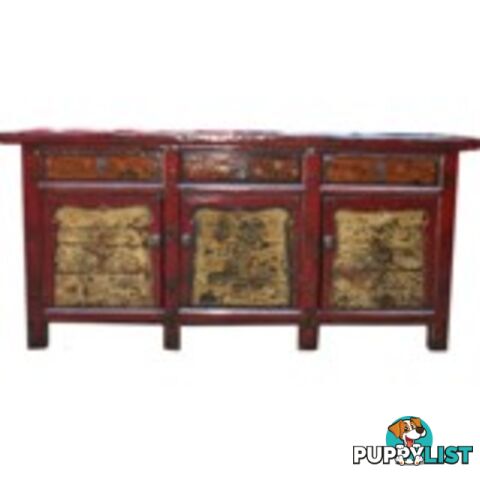 Large Antique Mongolian Style Painted Sideboard