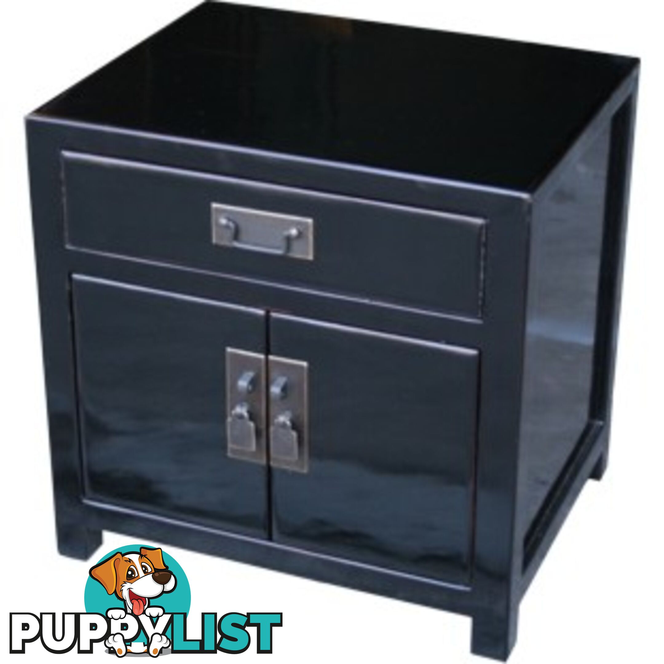 Black Lacquer Chinese Bedside Table