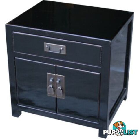 Black Lacquer Chinese Bedside Table