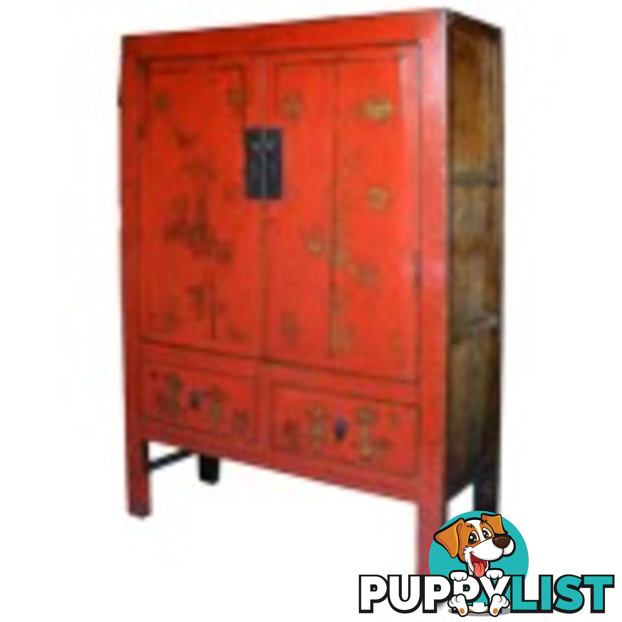 Large Original Chinese Antique Painted Wedding Cabinet