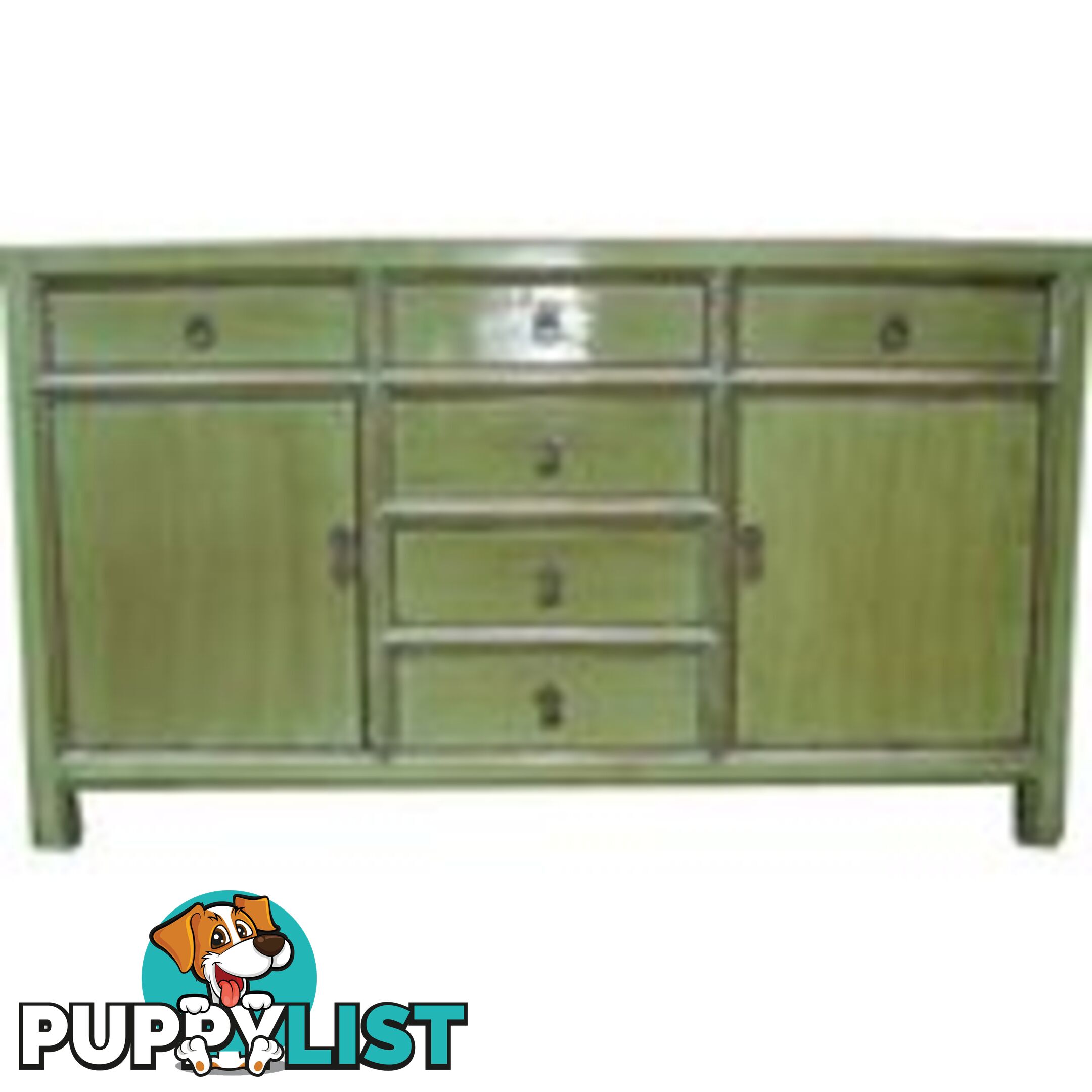 Solid Green Multi Drawers Chinese Sideboard Buffet