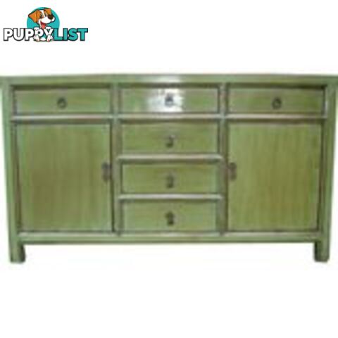 Solid Green Multi Drawers Chinese Sideboard Buffet