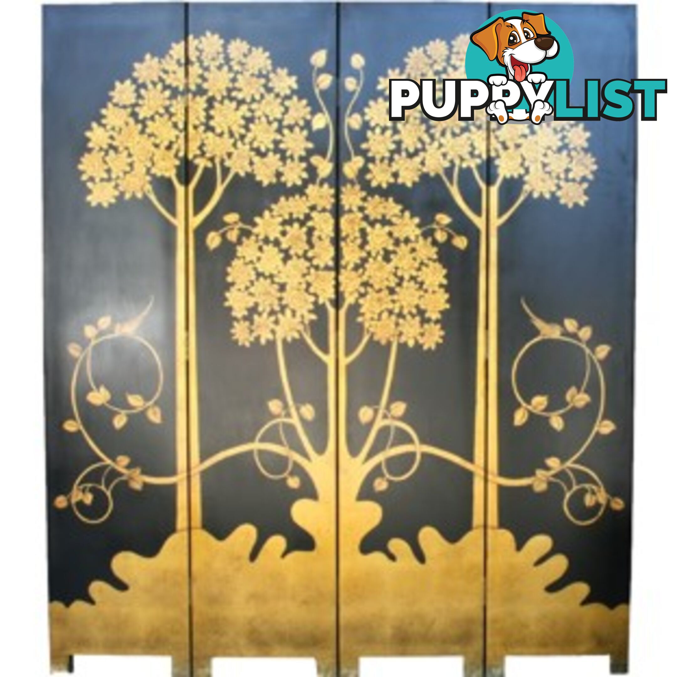 Gold Money Tree Fortune Room Divider Screen