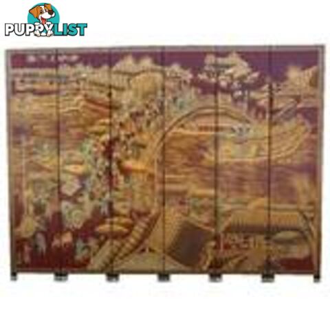 Red Ancient Chinese Prosperity Scene Screen Room Divider