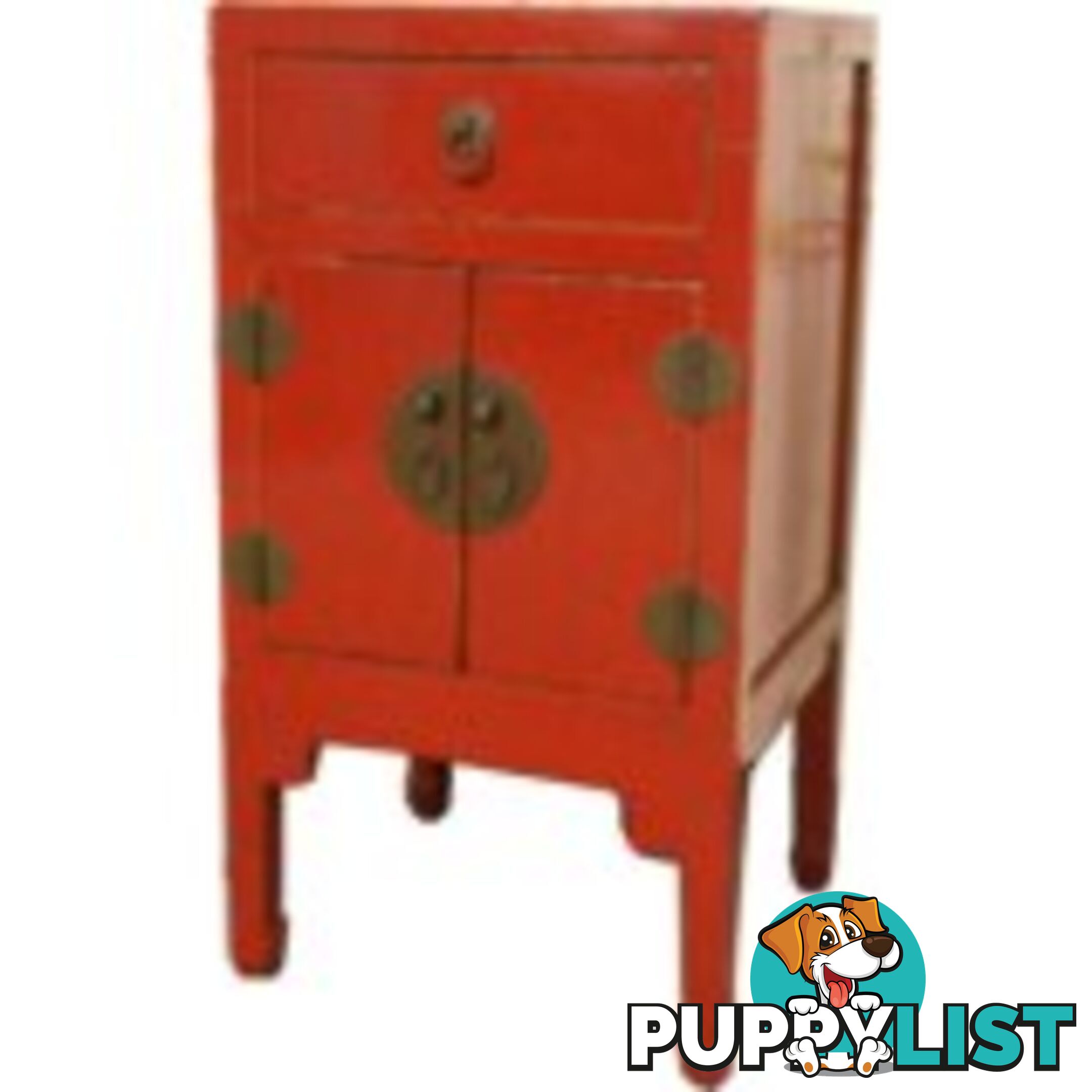 Red Lacquer Chinese High Bedside Table