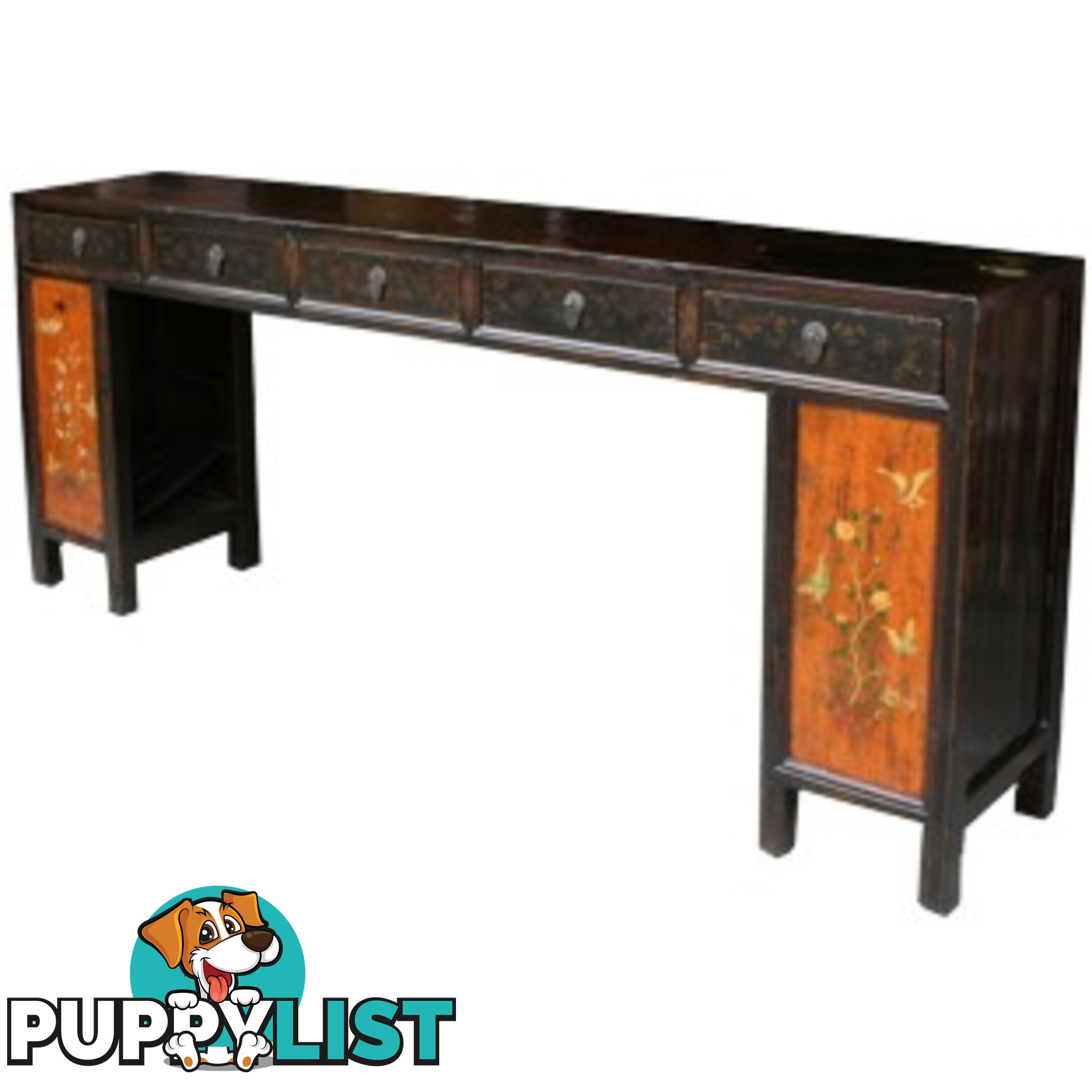 Original Mandarin Chinese Four Drawer Painted Long Table