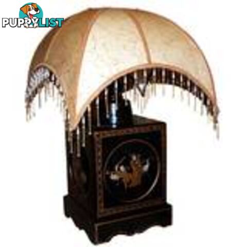 Black Chinese Square Base Lamp with Lampshade