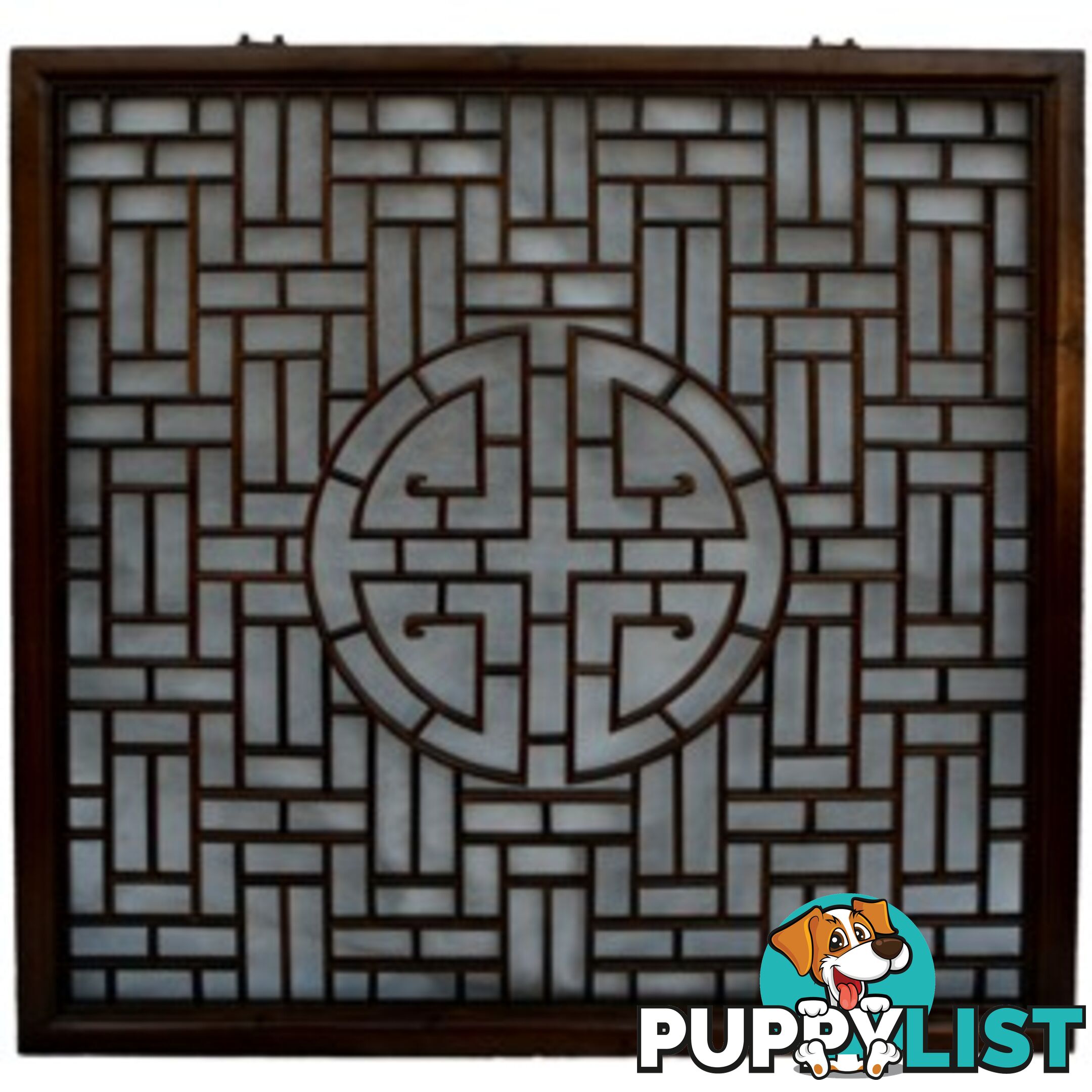 Chinese Art Square Lattice Wall Hanging Screen