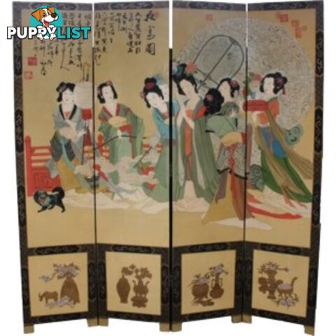 Hand Painted Chinese Imperial Banquet Room Divider Screen