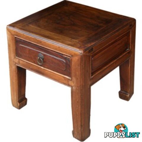 Chinese Antique Wood Stool with Drawer/Side Table