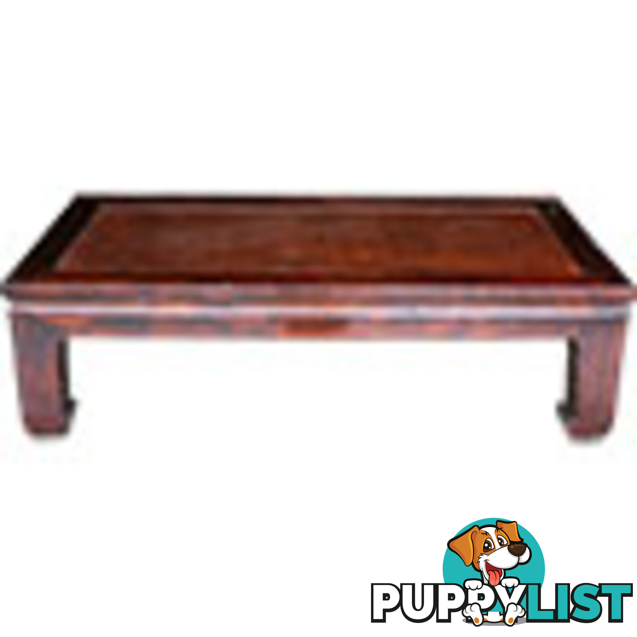 Original Brown Rattan Inlay Rectangular Chinese Coffee Table