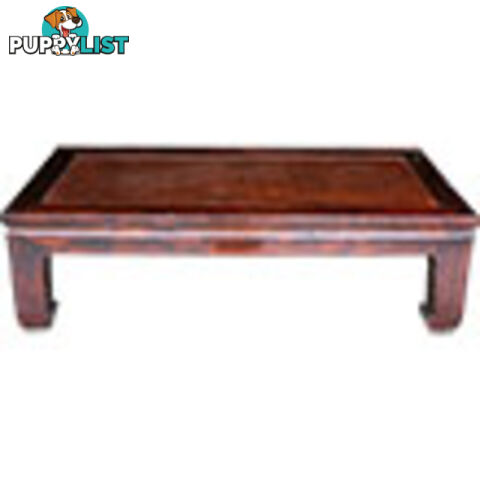 Original Brown Rattan Inlay Rectangular Chinese Coffee Table