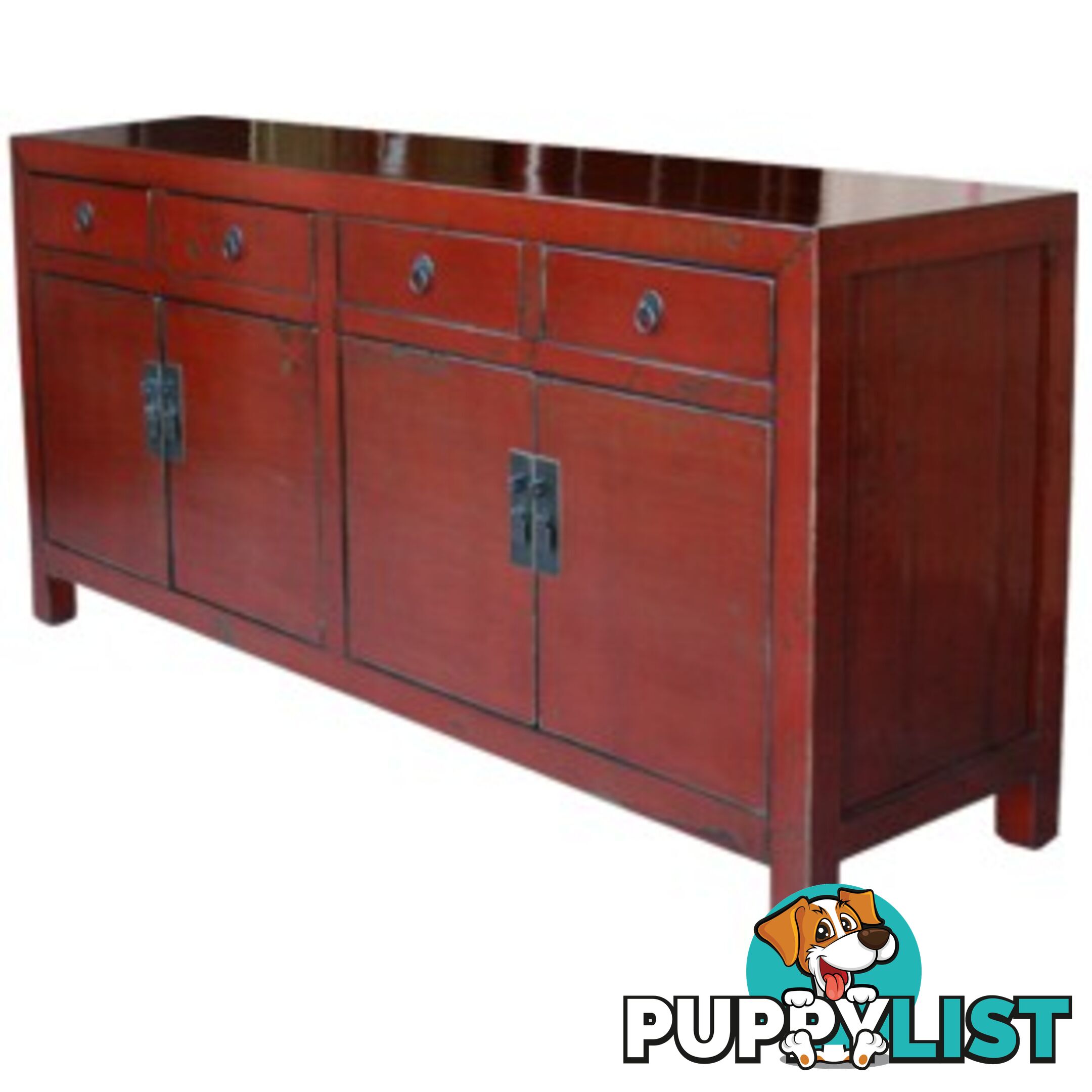 Chinese Antique Red Large Sideboard