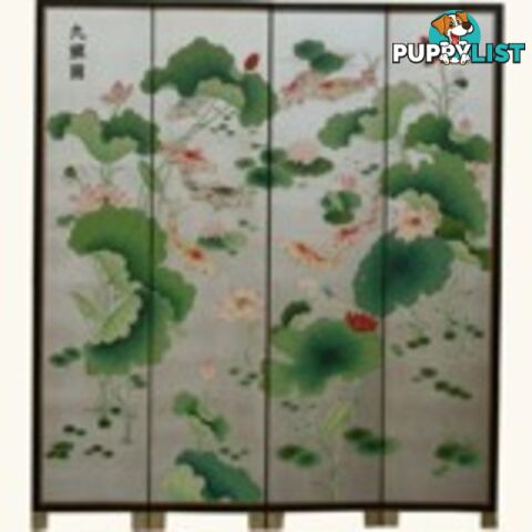 Chinese Silver Leaf Koi Fish Room Divider Screen