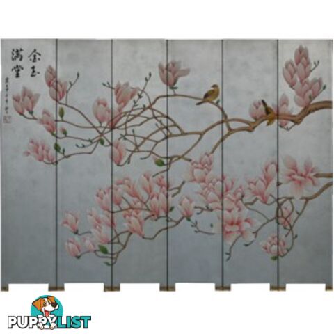 6-Panel Chinese Magnolia Fold Up Screen