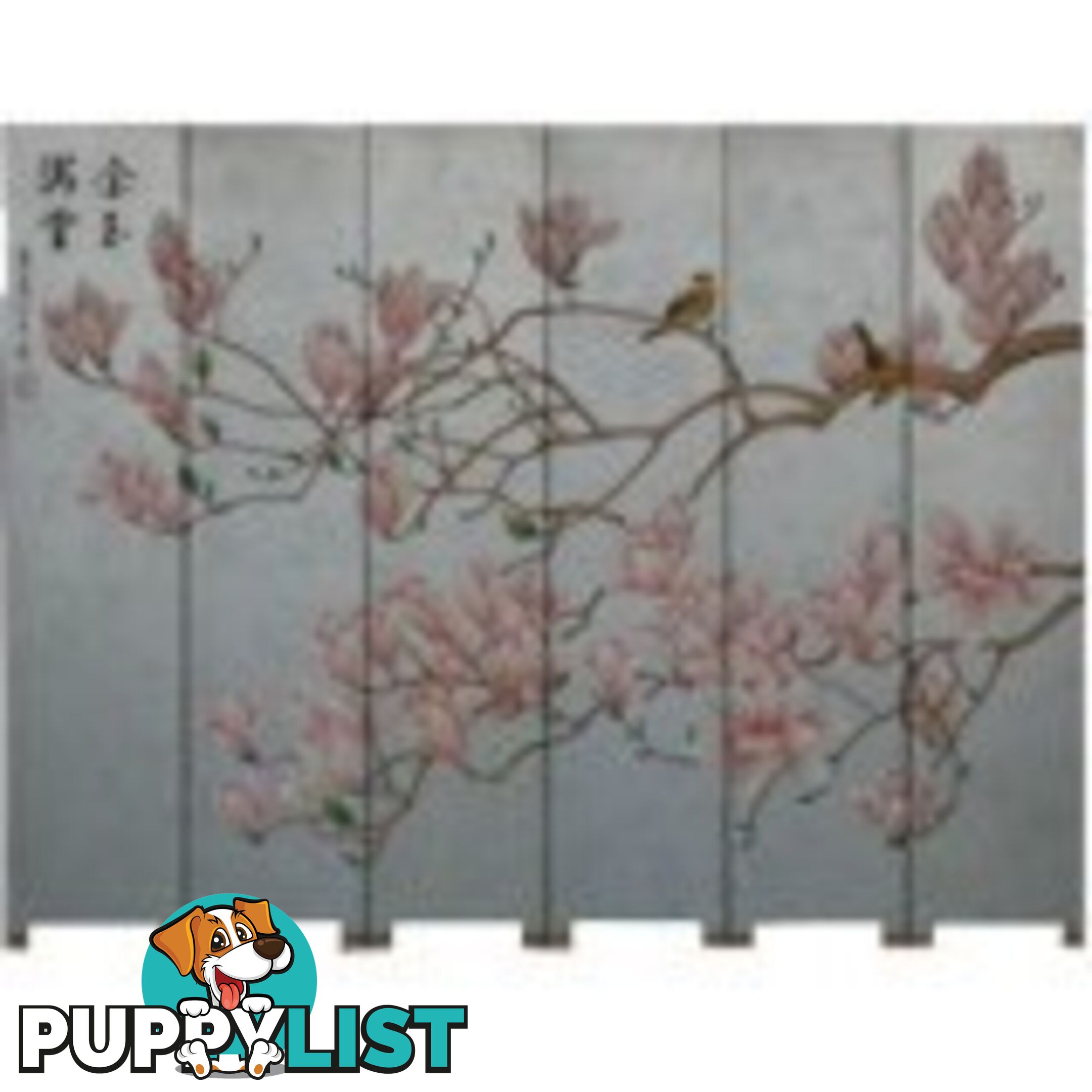 6-Panel Chinese Magnolia Fold Up Screen