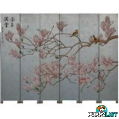 6-Panel Chinese Magnolia Fold Up Screen