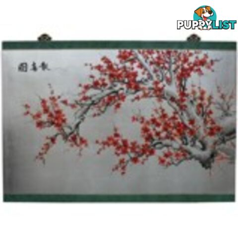 Chinese Cherry Blossom Silver Wall Hanging Screen