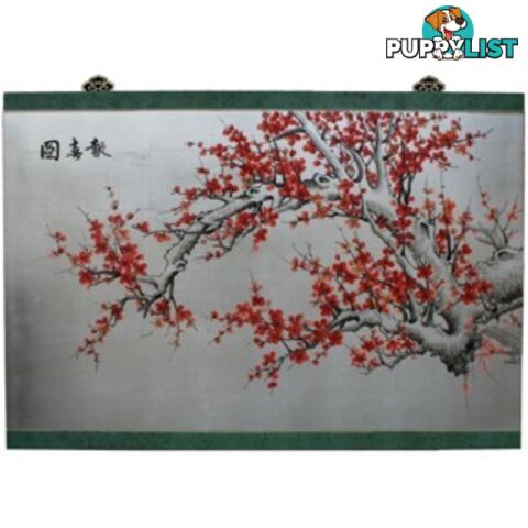 Chinese Cherry Blossom Silver Wall Hanging Screen