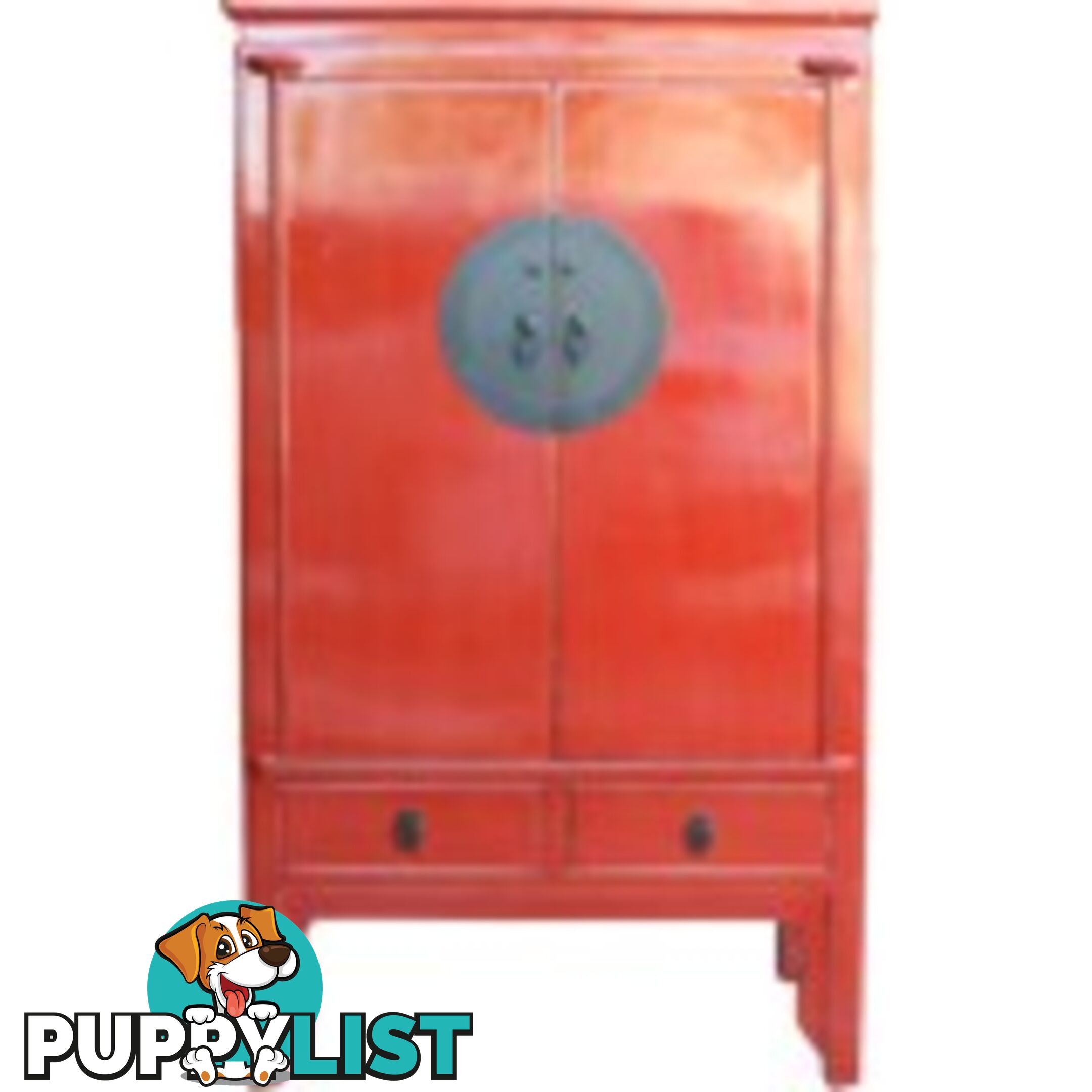 Large Red Lacquer Chinese Wedding Cabinet