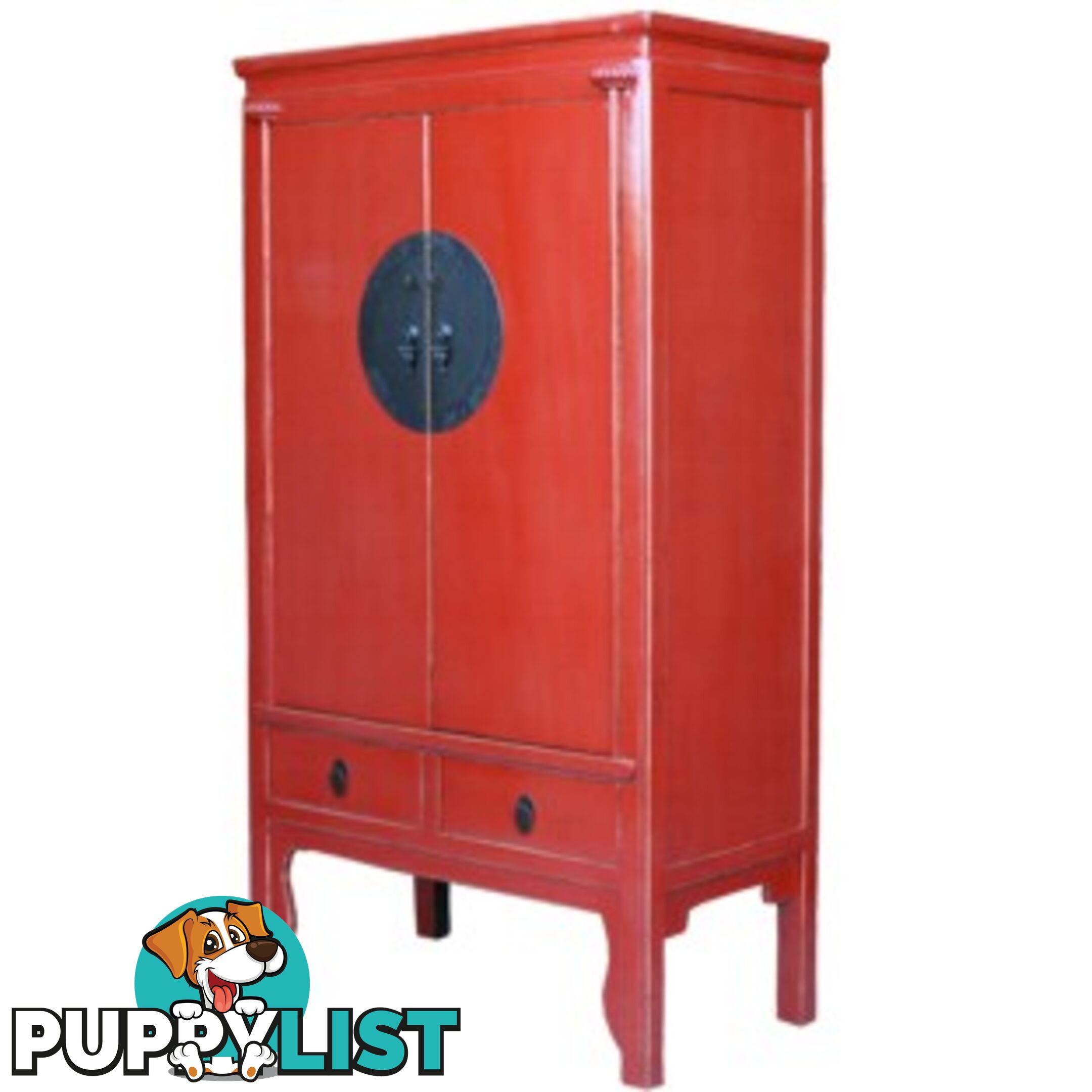 Large Red Lacquer Chinese Wedding Cabinet