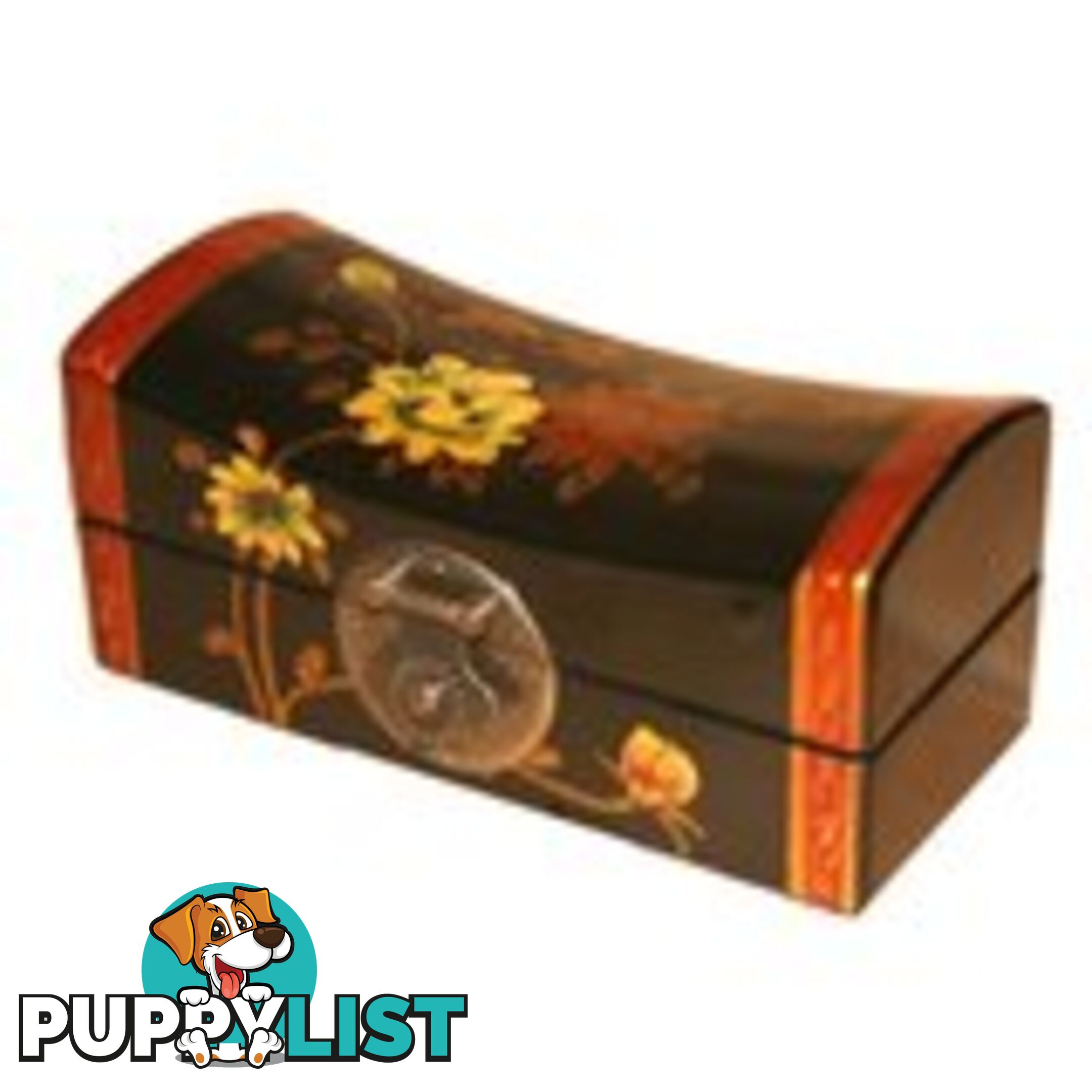 Medium Black Hand Painted Flora Chinese Jewellery Box