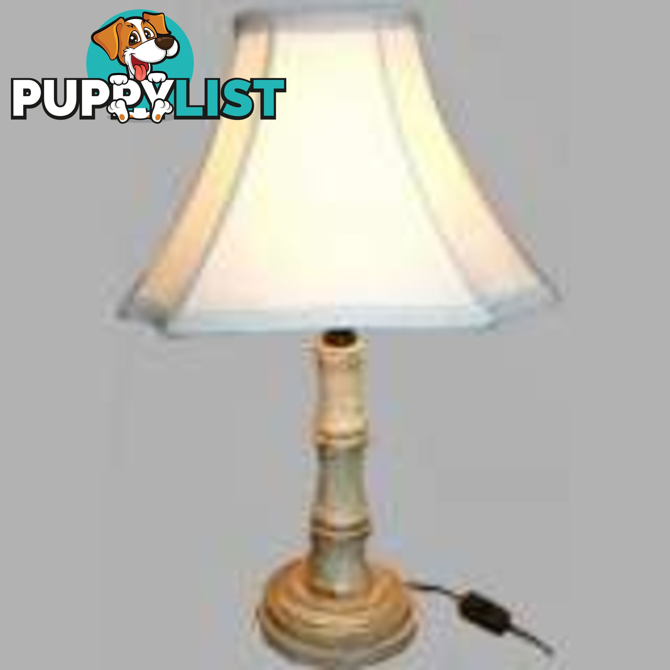 Beige Oriental Style Wood Base Lamp