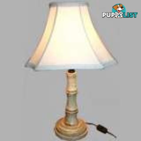 Beige Oriental Style Wood Base Lamp